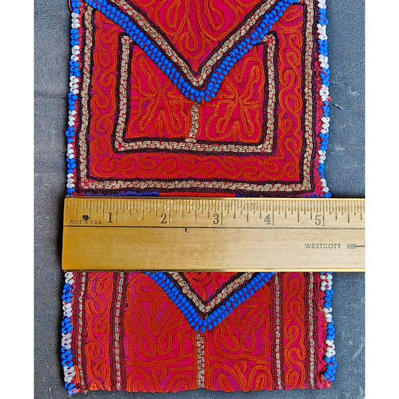 Kuchi Embroidered Pouch Wallet Central Asian Handmade Beaded Pink Orange - Picture 3 of 9